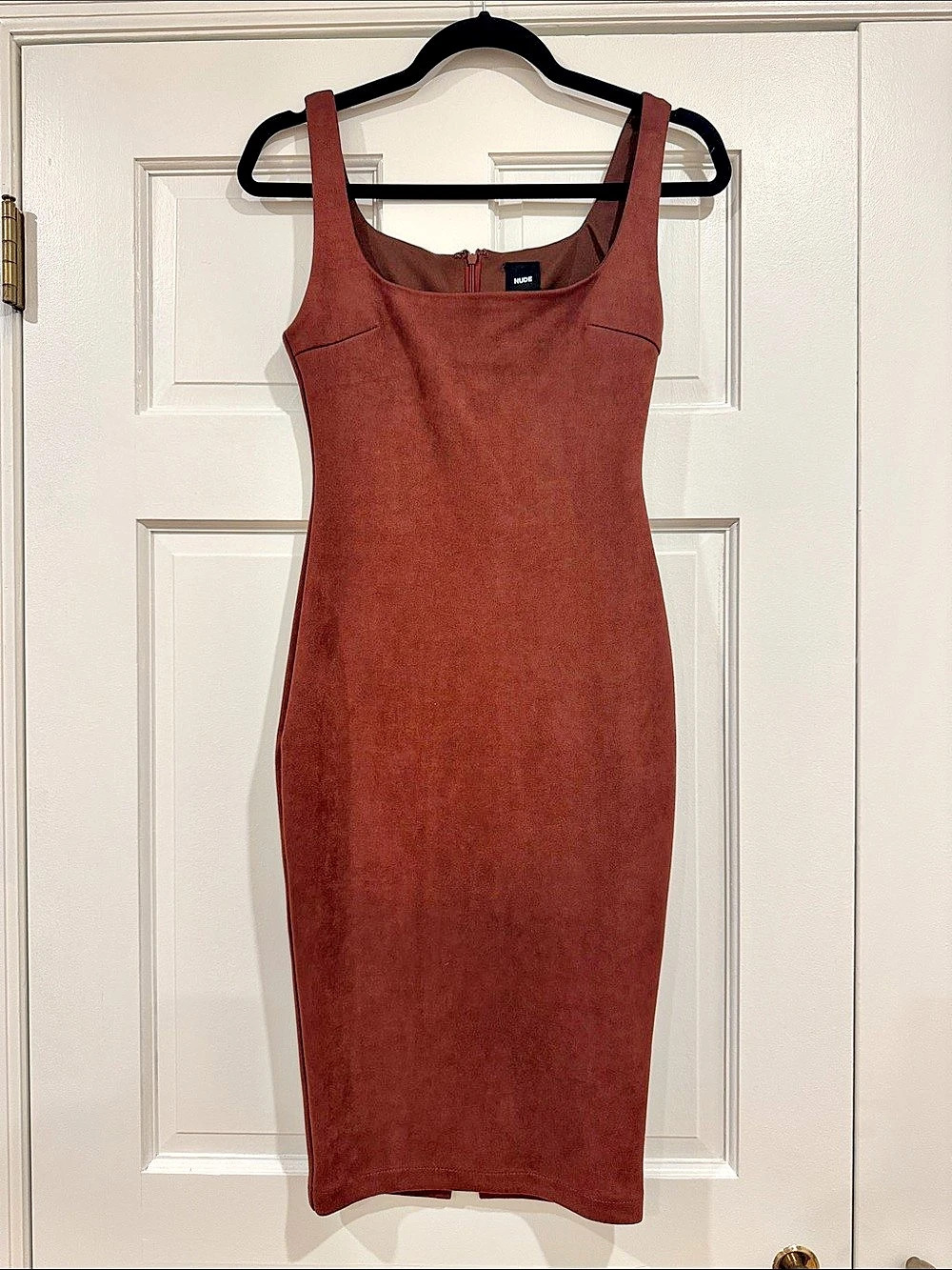 NUDE Fitted Midi Dress in Brown Size Small